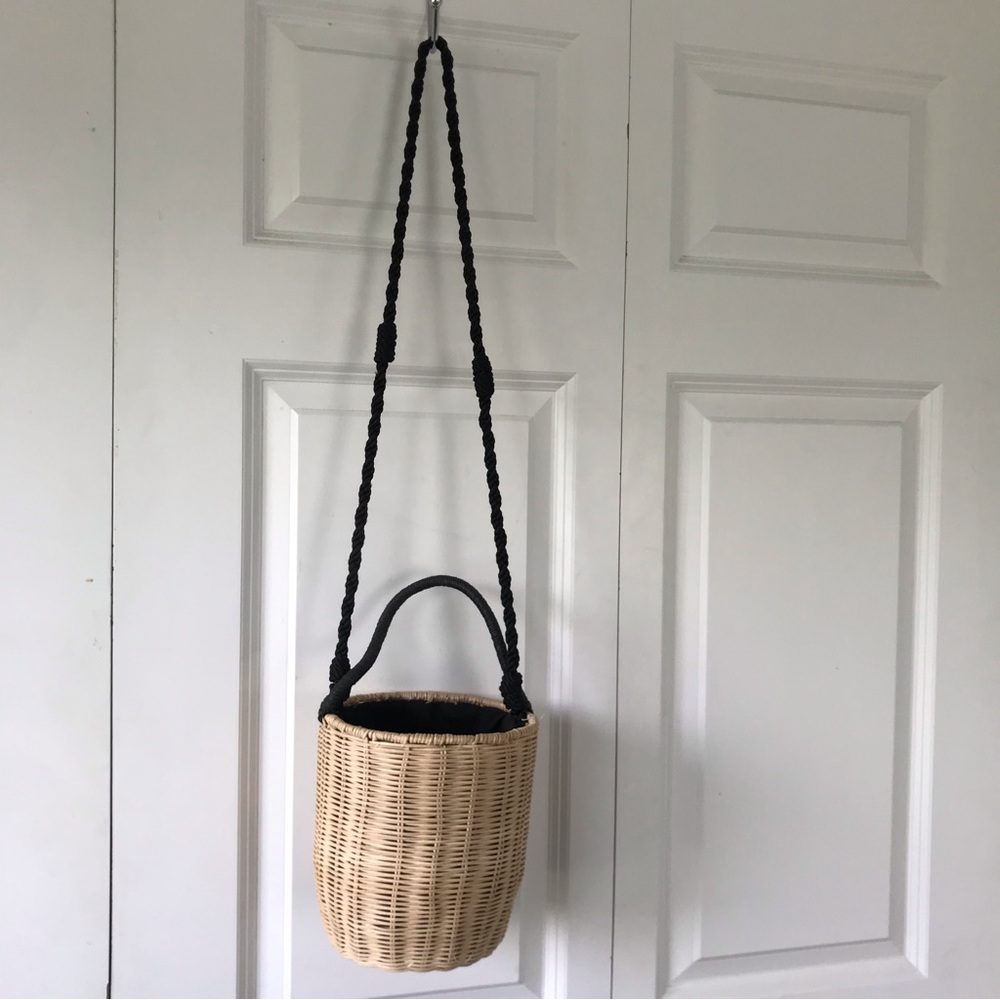 Round Basket Purse with Black Strap